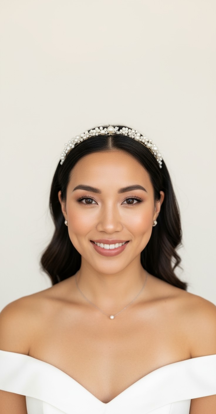 After Bridal Headband Hair Down